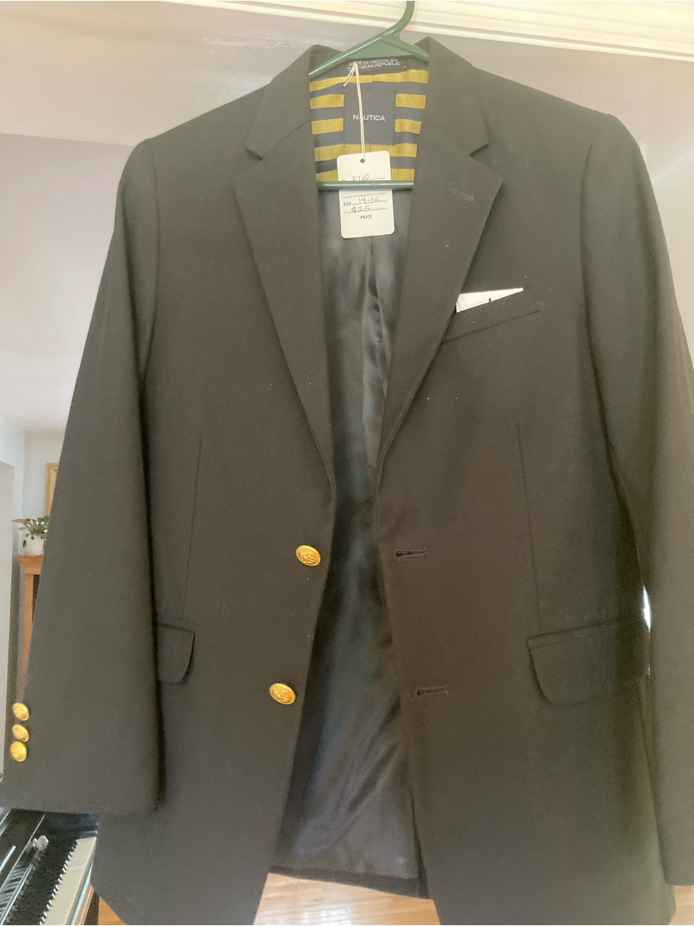 Nautica Black Blazer with Gold Buttons